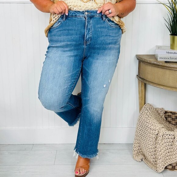 MoCo Boutique Head Start Tummy Control Cropped Bootcut Jeans 15/32 - Picture 1 of 14